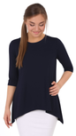 Modest Handkerchief Tunic Top - 3/4 Sleeve Comfort Flow Design
