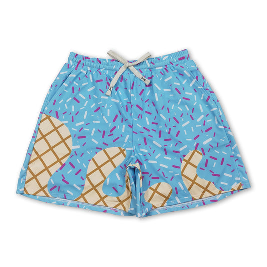 Light blue ice cream sprinkle adult men swim trunks