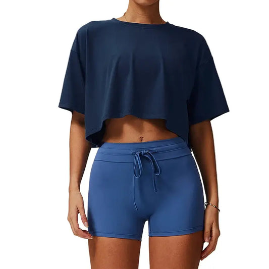 New Sport T-Shirt: Loose Cotton Crop Top for Dance & Gym